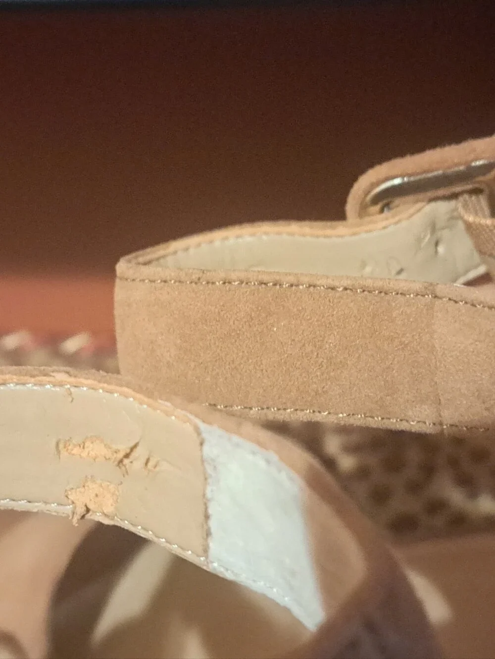 Banana Republic Tan Suede Block Heel Sandals with Buckle